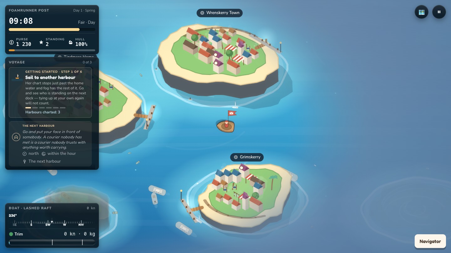 Parcel Archipelago: a small post boat among fog-bound islands